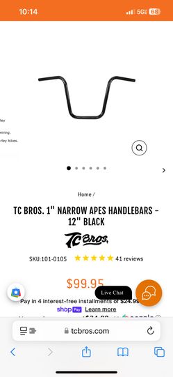 Tc Bros Harley 12” Handle Bars.  Brand New In Box