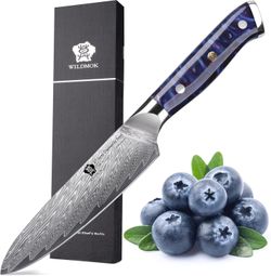 WILDMOK Kitchen Utility Knife, 5 Inch Damascus Japan VG-10 Steel Kitchen Utility