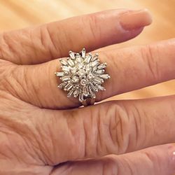 Gold. White Gold 14k Diamond Ring. 33 Diamonds All Clear Flawless Stones