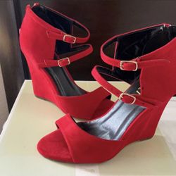 5.5 size Red Suede Wedges
