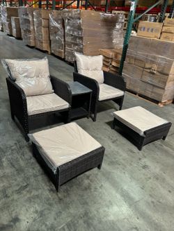 New 5 Pieces Outdoor Patio Wicker Patio Furniture Lounge Chaise Sofa Set