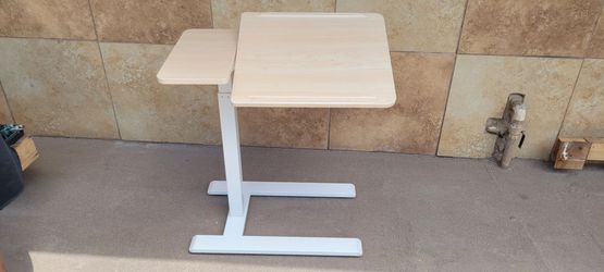 Adjustable Height Standing Desk White Wood Top Home Office Computer Desk