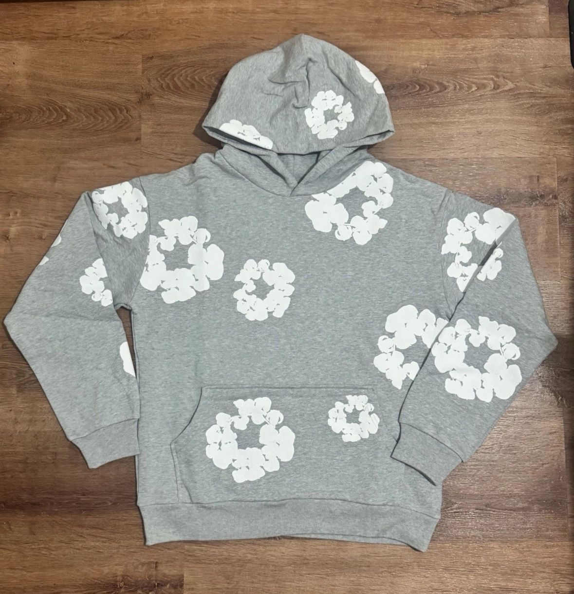Grey Denim Tear Hoodie