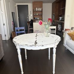 Distressed Round Wood Dining Table – 41” – $35