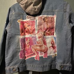 Denim Nicki Minaj hoodie Jacket & Pink Cross body Bag