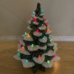 Vintage Snow Flocked 12.5” Ceramic Christmas Tree