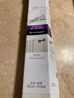 Mainstays 3/4" Matte Black Finish Adjustable Wrap Curtain Rod, 30-84"