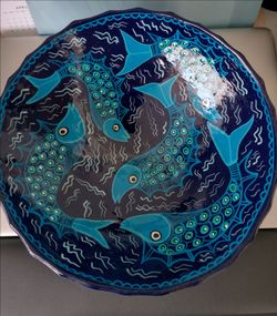 Hand Painted Pottery Bowl 🐟