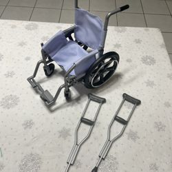 AMERICAN GIRL DOLL Wheelchair Lavender PURPLE  For 18"       Dolls And Crutches 
