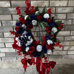 Sympathy Funeral Flowers For Service Or Cemetery Red White And Blue 