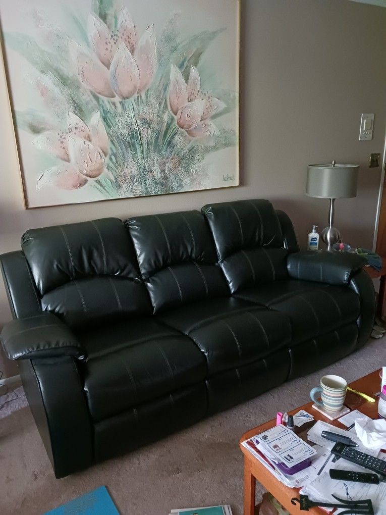 Pleather Sofa And Loveseat 