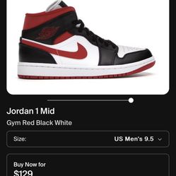 Jordan 1 Mid Gym Red Black White