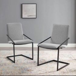 Upholstered Linen Arm Side Chair Set Of 2 
