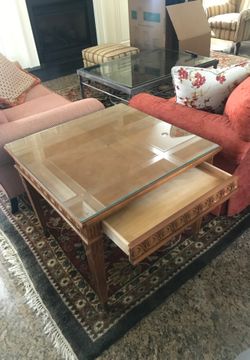 Century end table with glass top