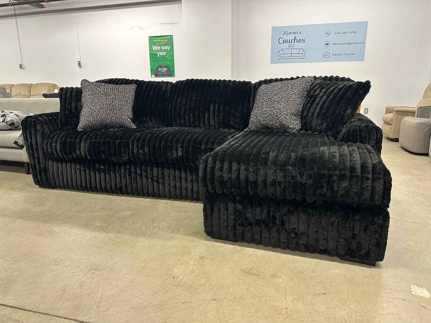 Plush Black Sectional NEW - Delivery and financing Available!