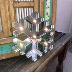 12” Tin Snowflake Light Battery Operated