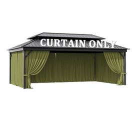 Pakunoda 16' x 6.5' Gazebo Universal Replacement Privacy Curtains for 12' x 20' Gazebo