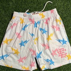 EE X Bape White Shorts, Size Large.