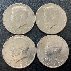 Four (4) Kennedy Large Half Dollars US Coins Coin Mint Vintage Collection