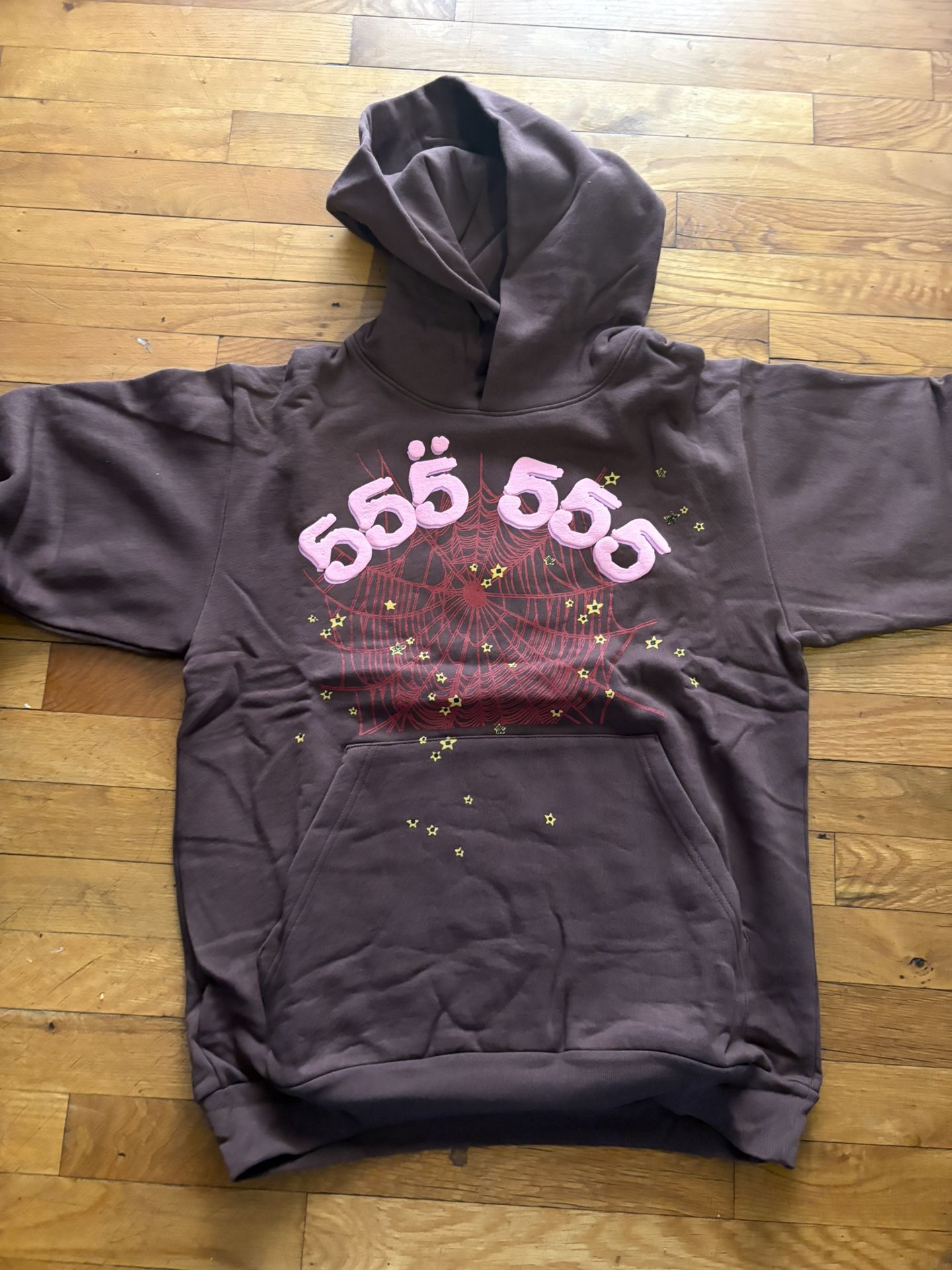 Brown And Pink Sp5der Hoodie Size S