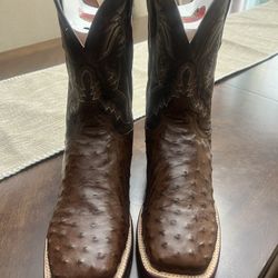 Chocolate Full Ostrich Boots.  Size 13 Double Wide 