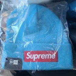Supreme New Era Box Logo Beanie - Blue
