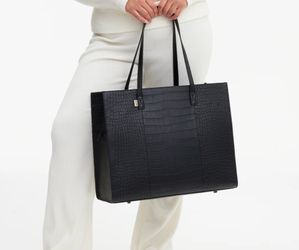 Beis The Large Work Tote  in Black Croc