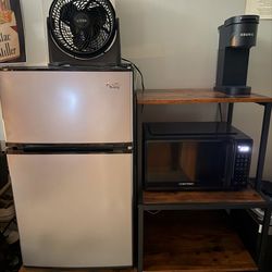 Mini fridge and Freezer, ChefMan Microwave, keurig, also includes the the shelves and drawers