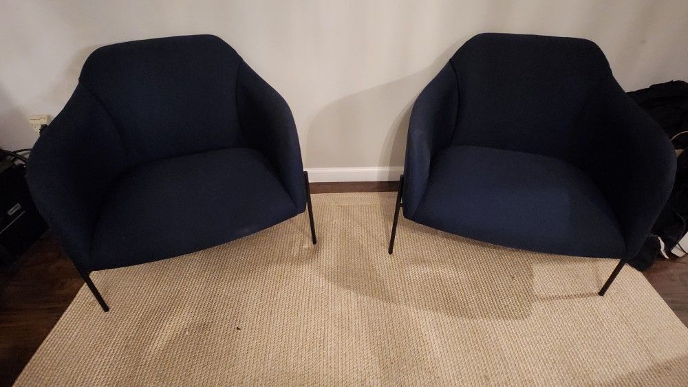 Two Navy Blue Office Chairs