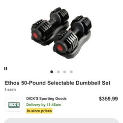 Adjustable Ethos Dumbbells. 5lb-50lb