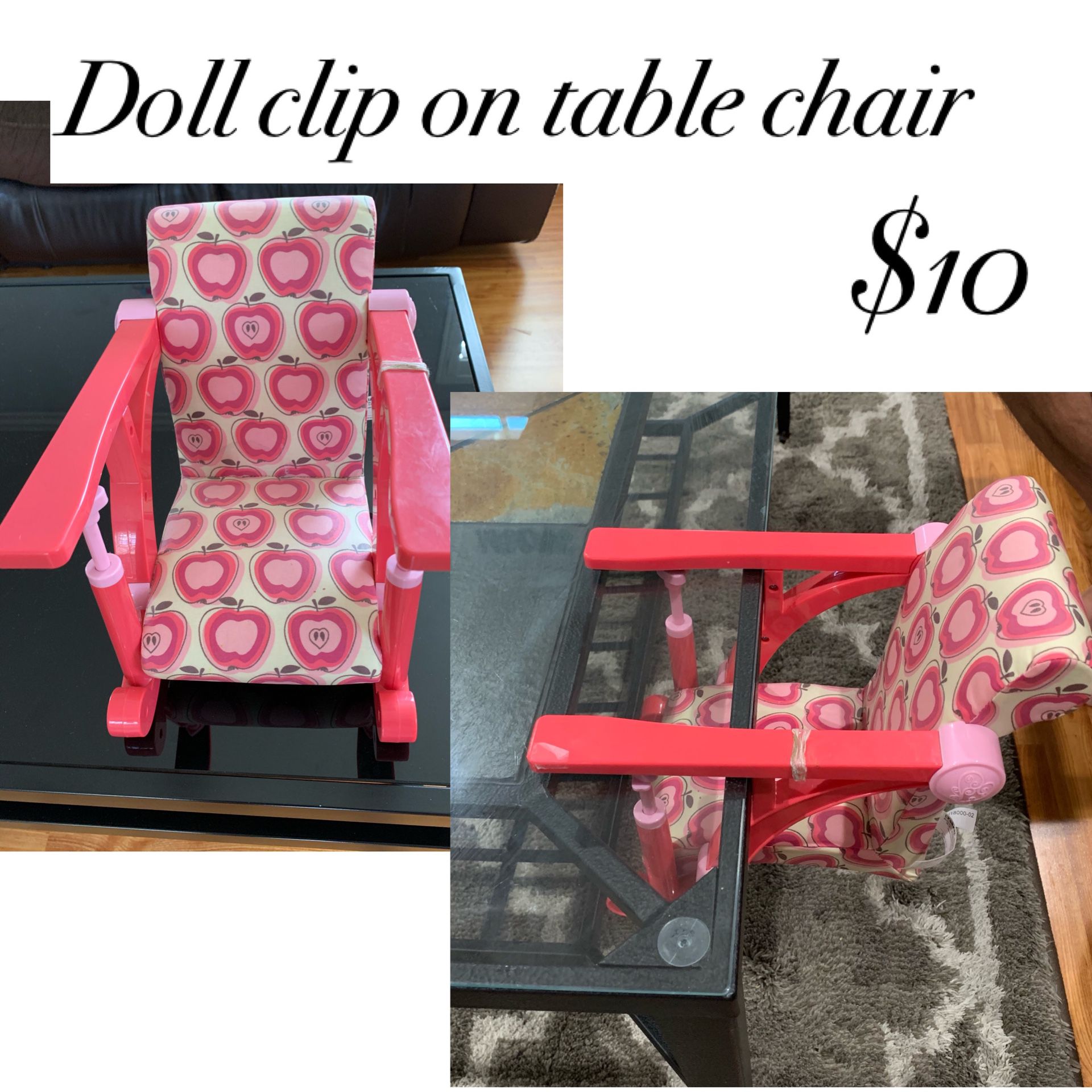 Doll clip on chair