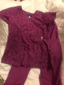 Matching purple koi scrub set