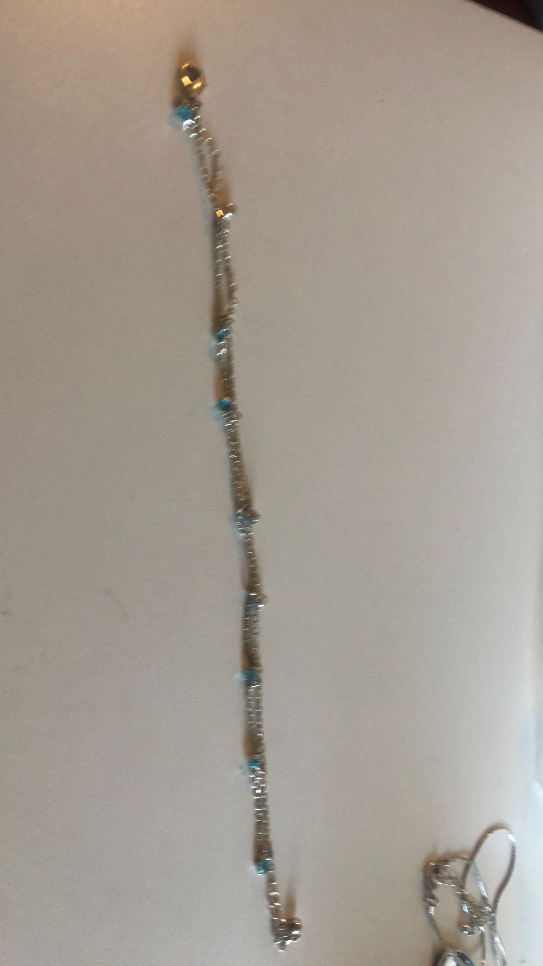 Silver Bracelet With 9 Blue Stones Very Nice