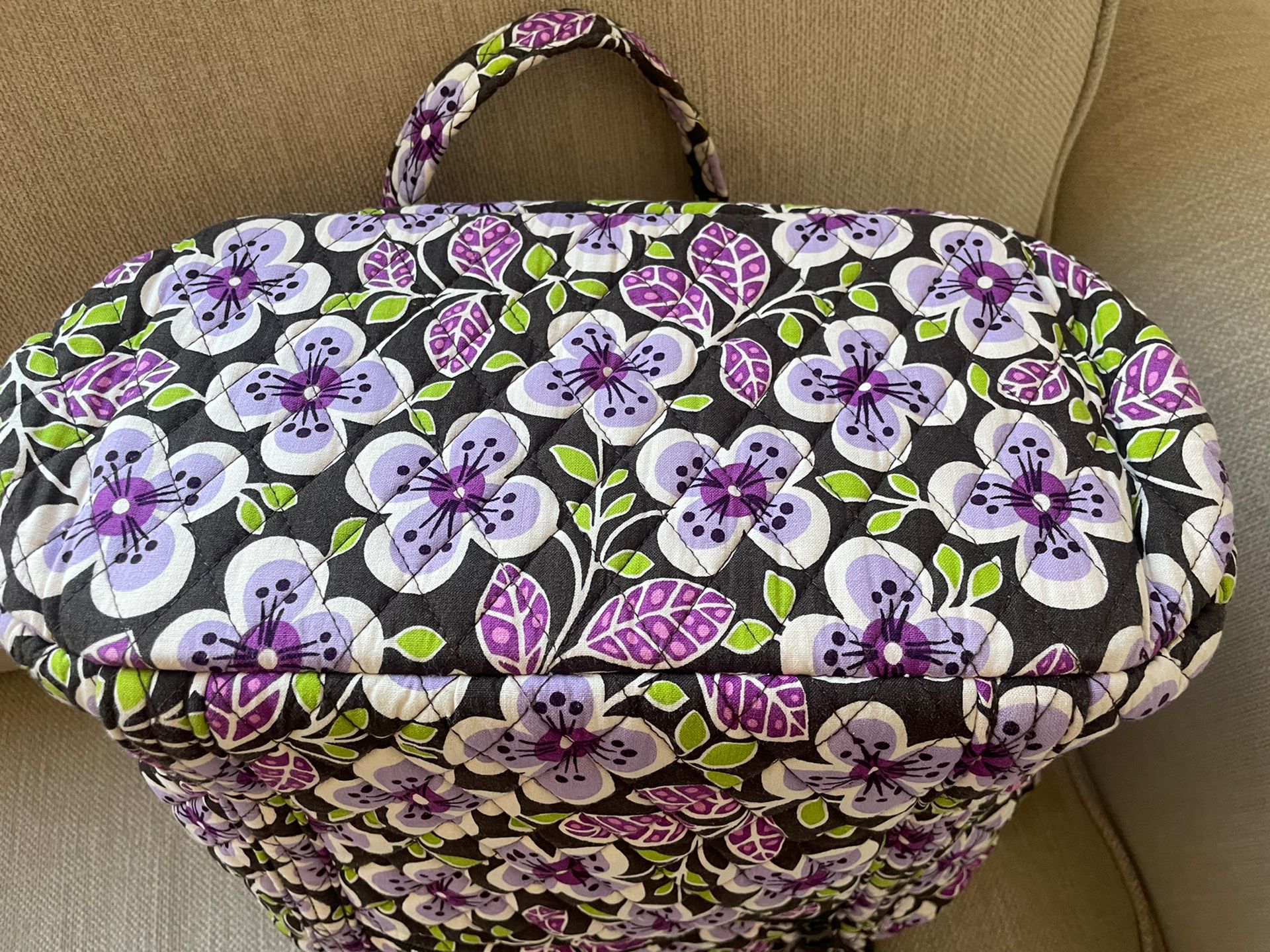 Vera Bradley Plum Petals Large Vera Tote 15W x 14H EUC