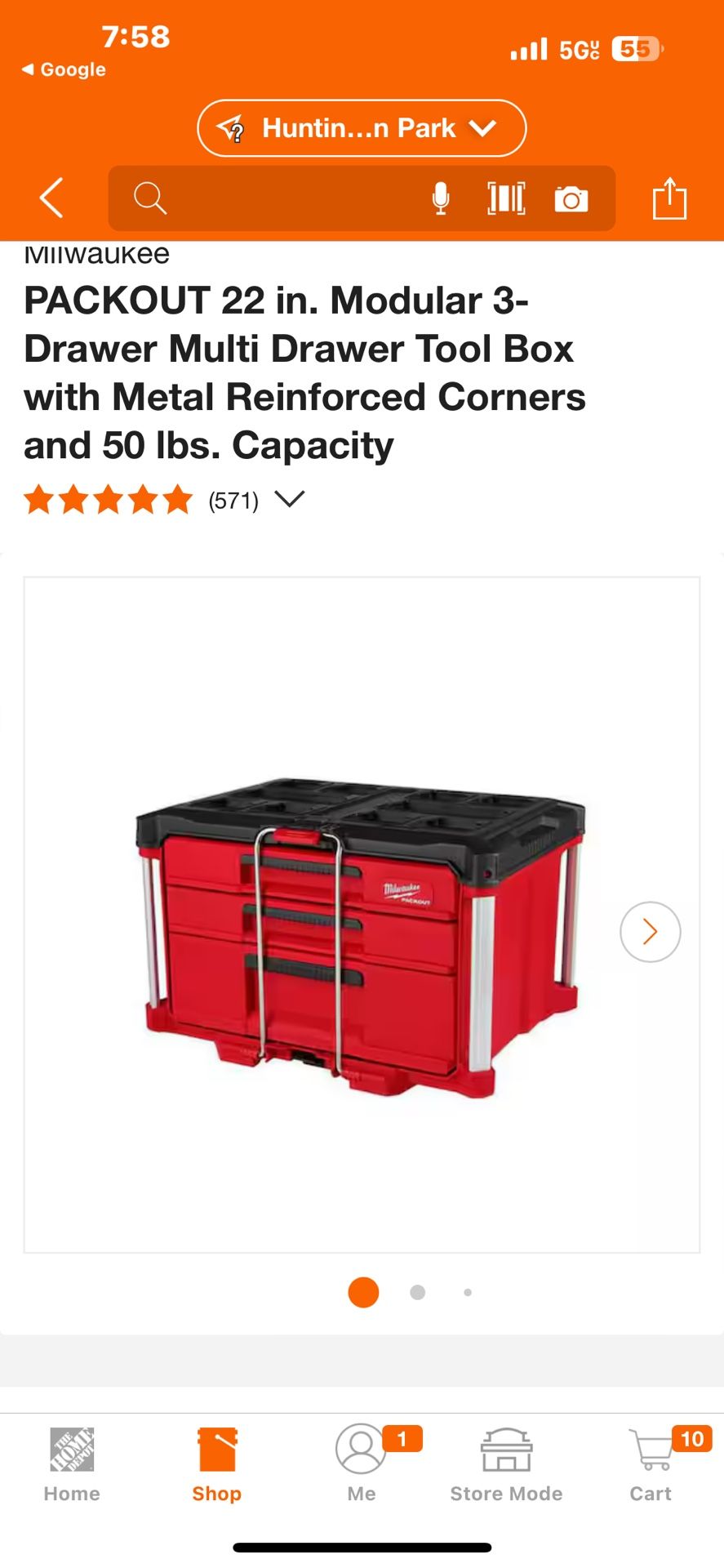 Milwaukee PACKOUT 22 in. Modular 3-Drawer Multi Drawer Tool Box with Metal Reinforced Corners and 50 lbs. Capacity