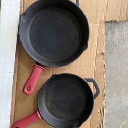Two cast iron pans