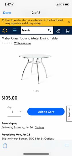 Glass dining table on sale for $75