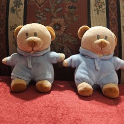TY BEANIE BABIES SET OF 2 BLUE HUDDIES BROWN  TEDDY  BEARS SOFT PLUSH TOY 