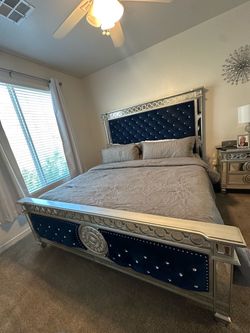 King Bed Frame with Tufted Headboard