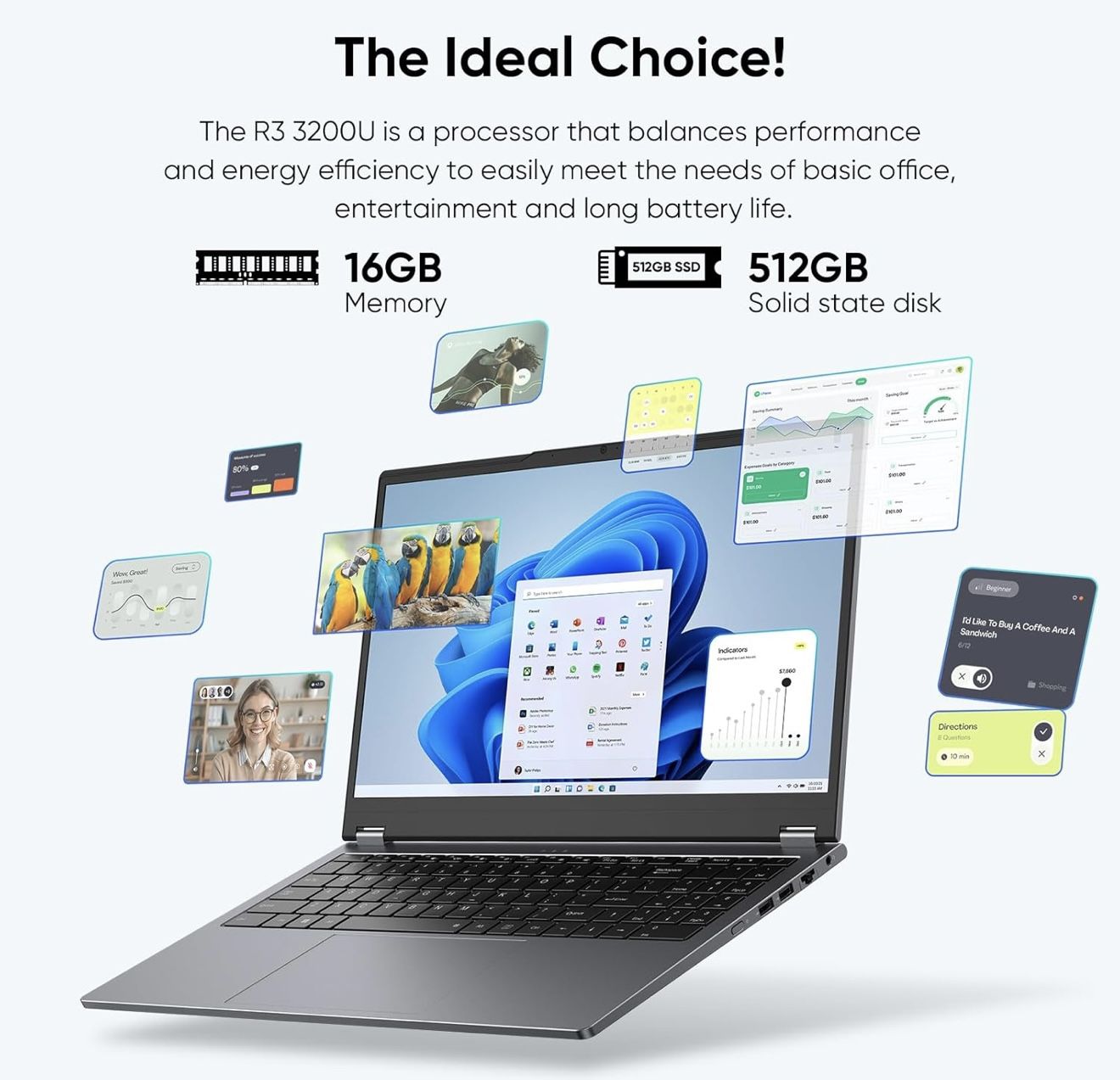 15.6″ 2-in-1 Laptop – Ryzen 3, 16 GB RAM, 512 GB SSD, Touchscreen