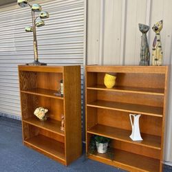 Vintage Oak Bookshelves Wall Unit