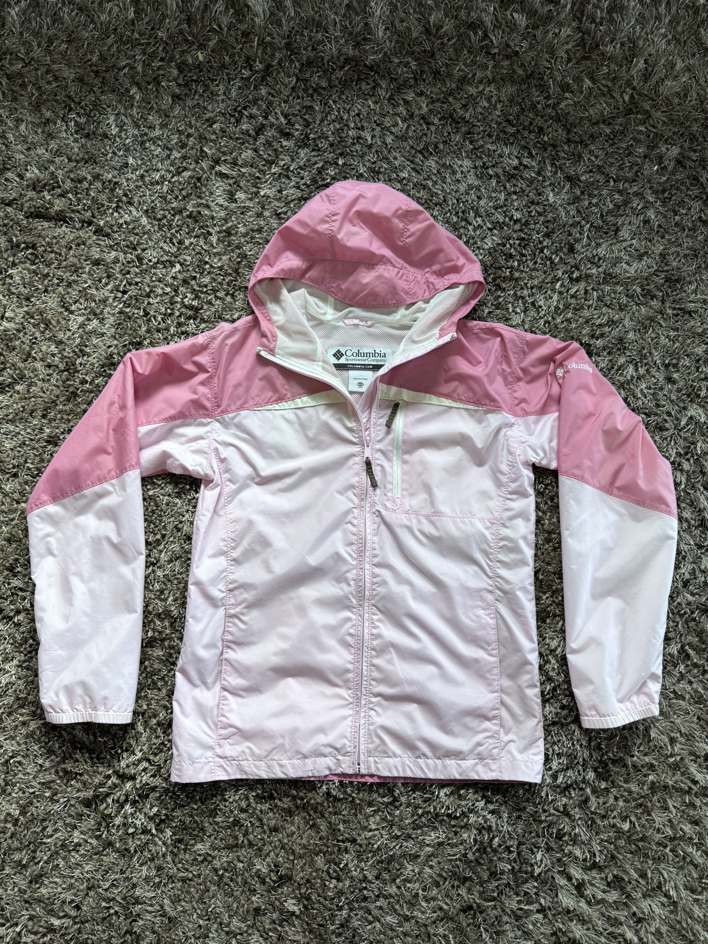 Columbia Titanium Omni Tech Waterproof Windbreaker Jacket Youth XL 18/20 Pink