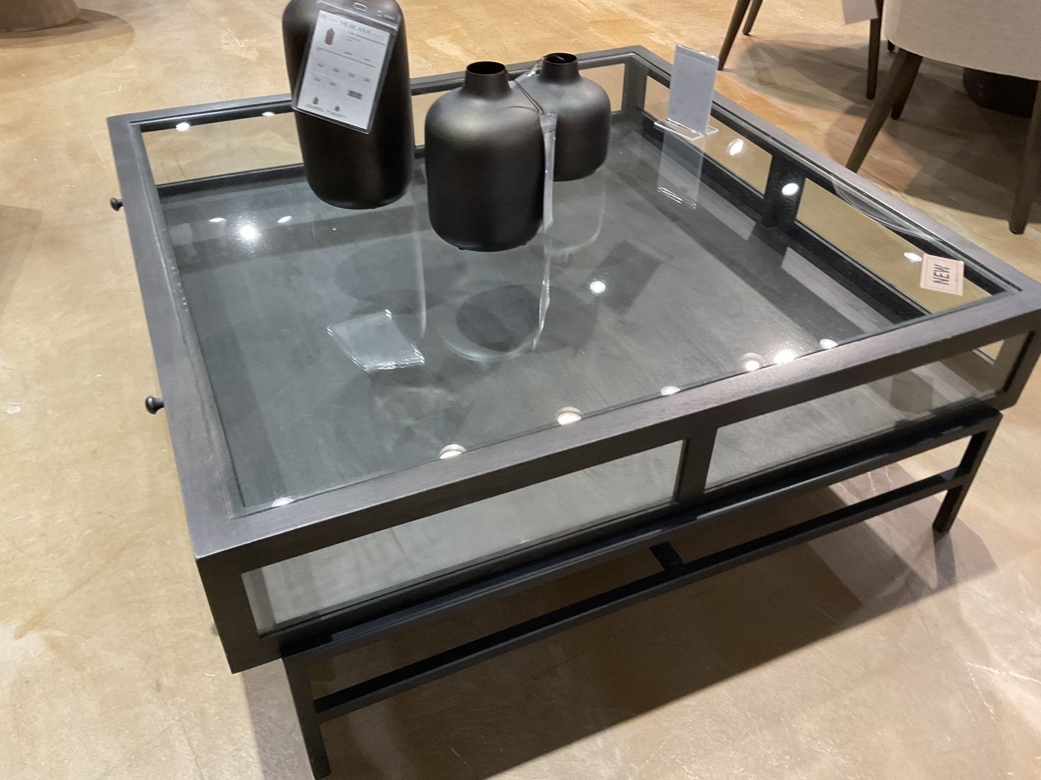 Mercana Arelius Glass Mango Glass Industrial Coffee Table with Storage