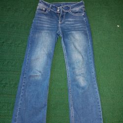 Blue Skinny Bell Bottom Jeans with Gem Details ✨️ 