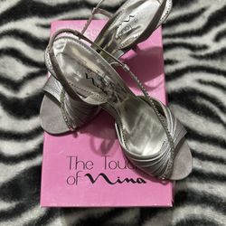 Silver Heels W/ Rhinestone Details