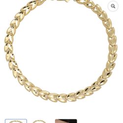 14k Gold Laurel Chevron Leaf Bracelet 