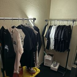 CLOTHING RACKS ! DESIGNER SHIRTS, CHROME, AMIRI ETC