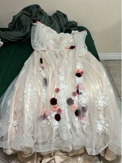 Floral Lace Off-the-Shoulder Ball Gown Custom made from Peru