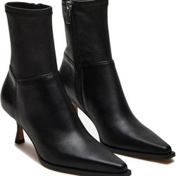 Women's Ankle Boots  Size 8 Stiletto High Heel, Pointed Toe, Short, Side Zipper, Dress Boots - Elastic, Fashion, Trendy