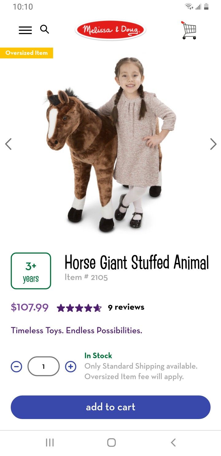 Melissa & Doug Giant Horse - Lifelike Stuffed Animal (nearly 3 feet tall)

